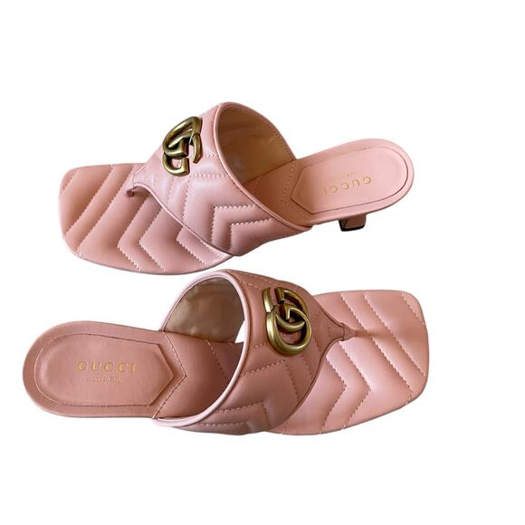 Gucci GG Marmont Quilted Pink Leather Thong Sandals Women Size 37.5 / US 7.5 New - Picture 8 of 16